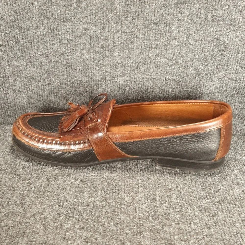 VTG Johnston Murphy Made in Italy Two Tone Kiltie Tassel Loafers Mens 11N Dress